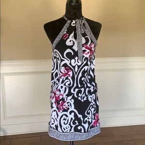 WHBM Tie Around Neck Patterned Dress EUC